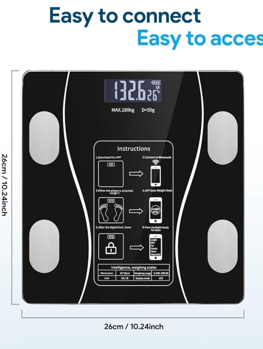 Home Use Intelligent Body Scale - Black - Picture 5 of 7